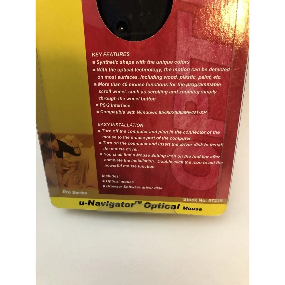 Inland u-Navigator Optical Mouse Vintage PS/2 Wired White Blue 07236 New Sealed